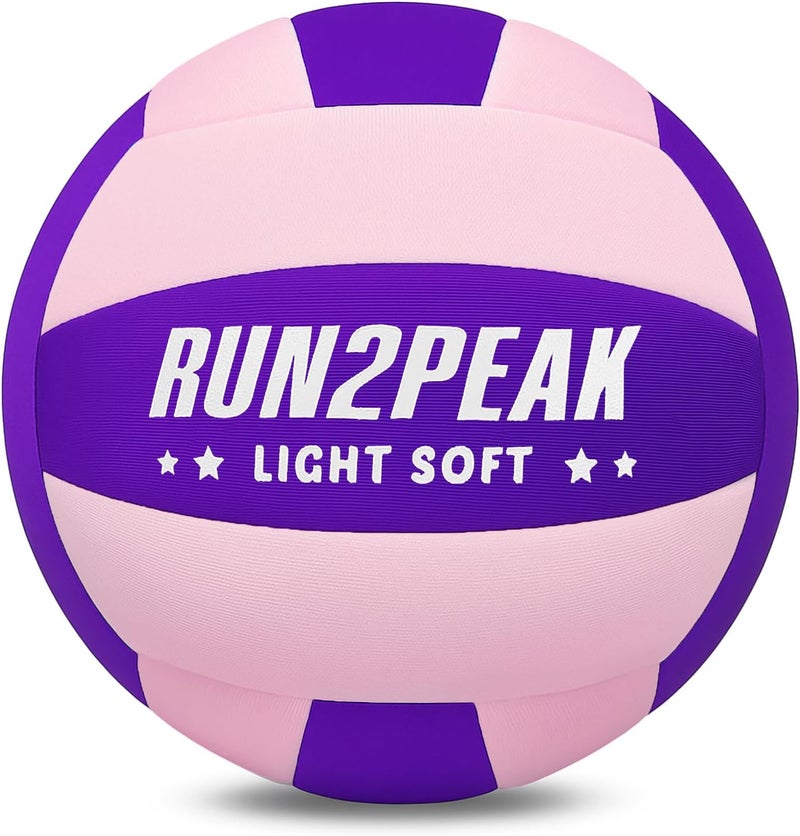 RUN2PEAK Super Soft Light Volleyball - Safe and Quiet Fabric Volleyball Ball for Indoor Play - Official Size 5 Kids Youth Beginners Lightweight Volleyballs Trainer for House Yard Training Practice - Image 1
